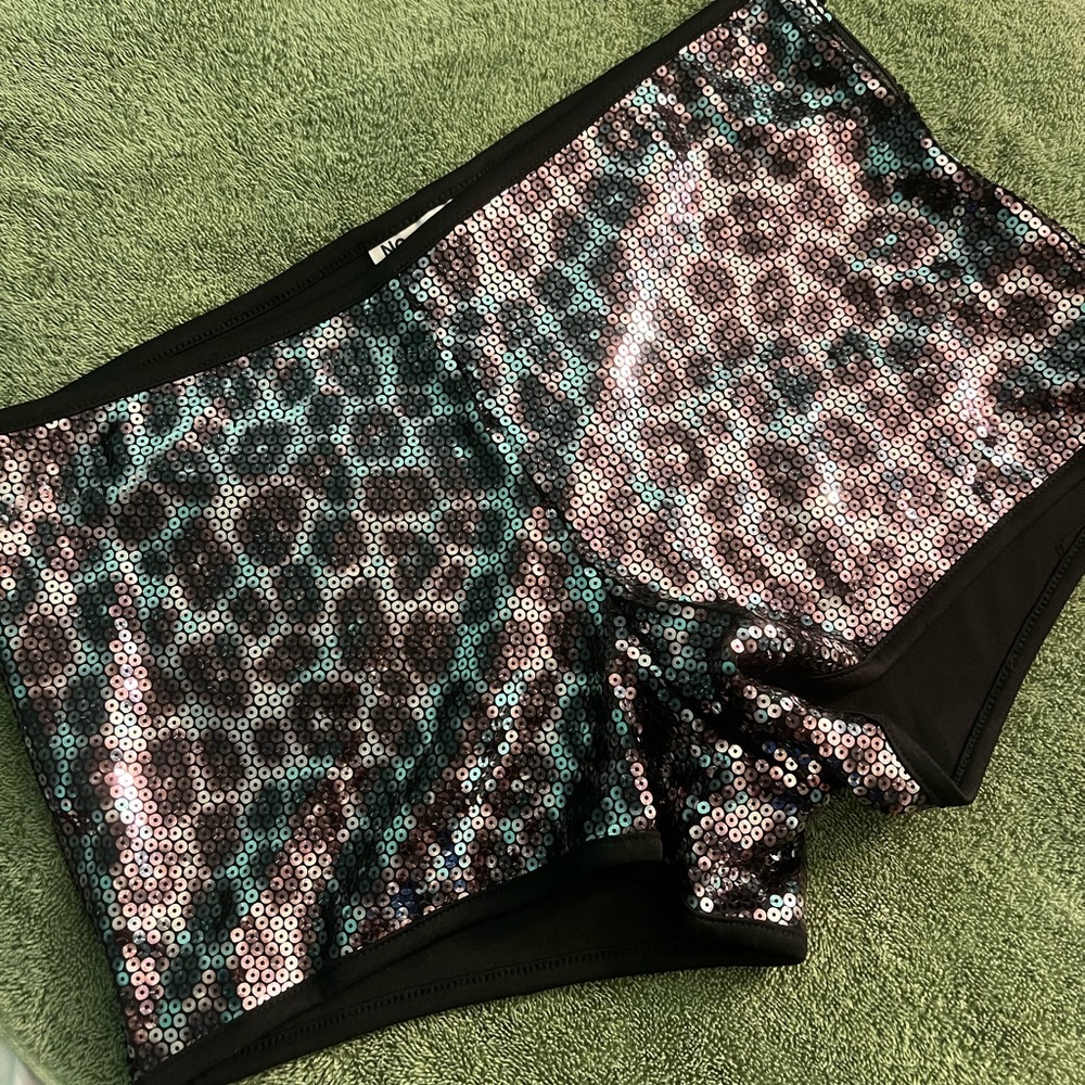 No Boundaries Black and Silver Sequin Shorts